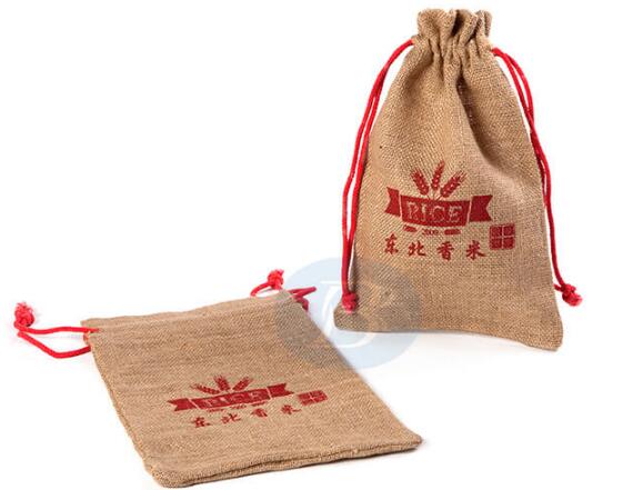 custom jute drawstring bags