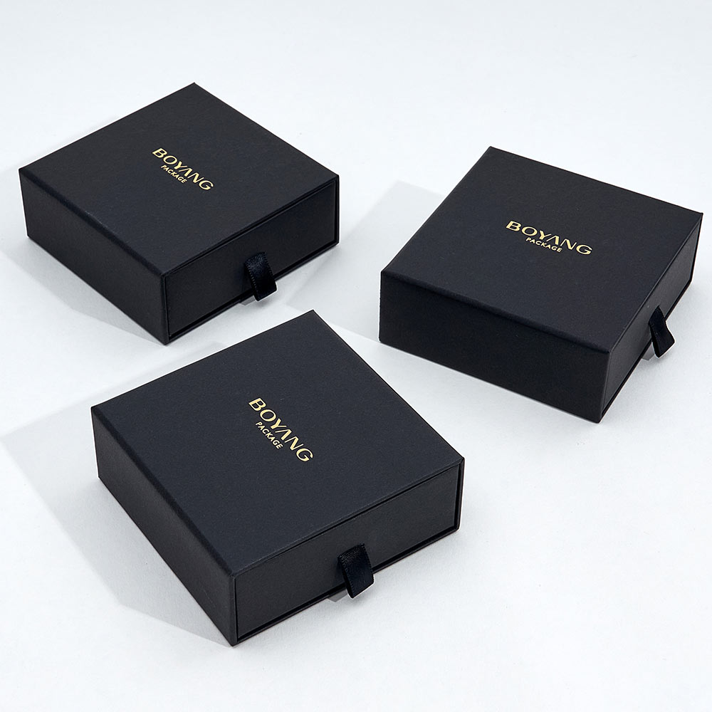 custom black paper jewelry packaging box