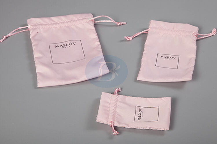 pink satin custom drawstring bag factory