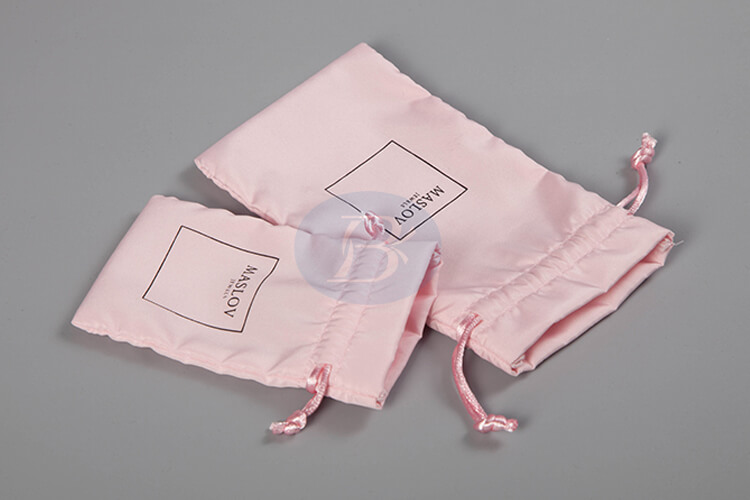 pink satin custom drawstring bag manufacturer