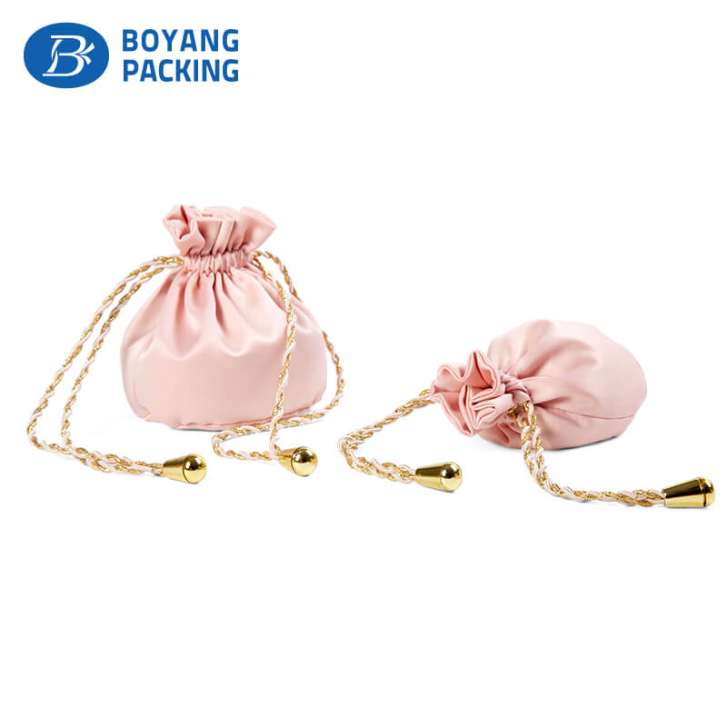 Custom pink small satin jewelry bags