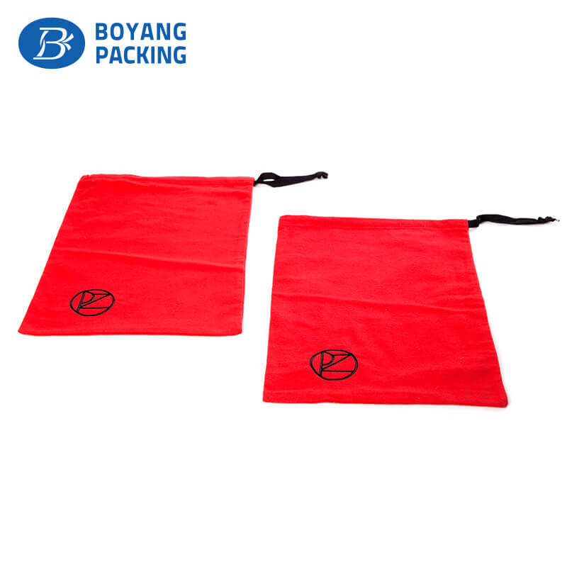 Red cotton drawstring pouch, custom cotton factory