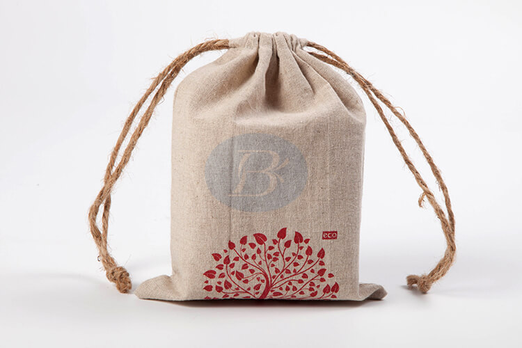 contracted linen drawstring pouch