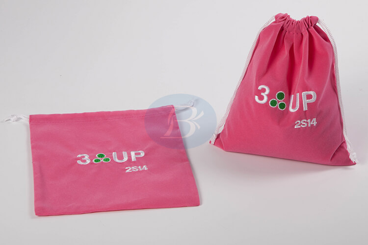 pink velvet pouches with logo factory
