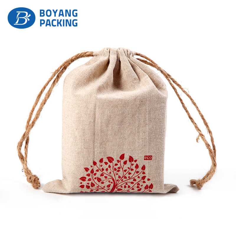 contracted linen drawstring pouch