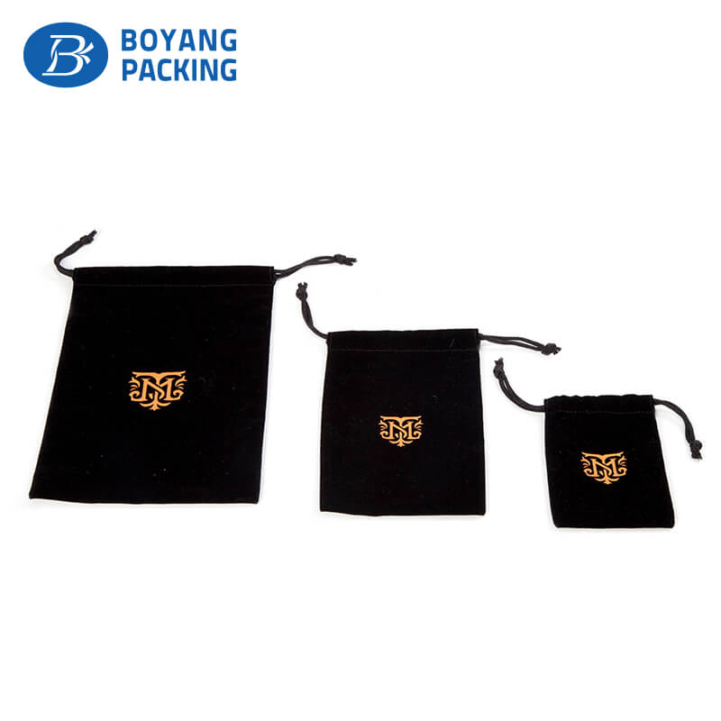 custom black velvet drawstring pouch