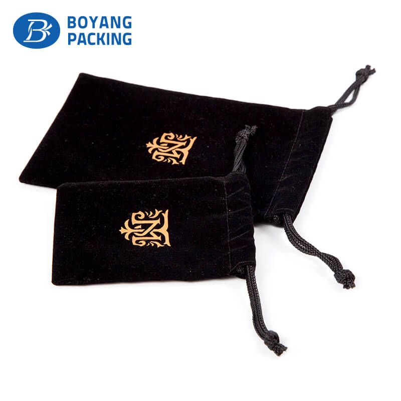 custom black velvet drawstring pouch