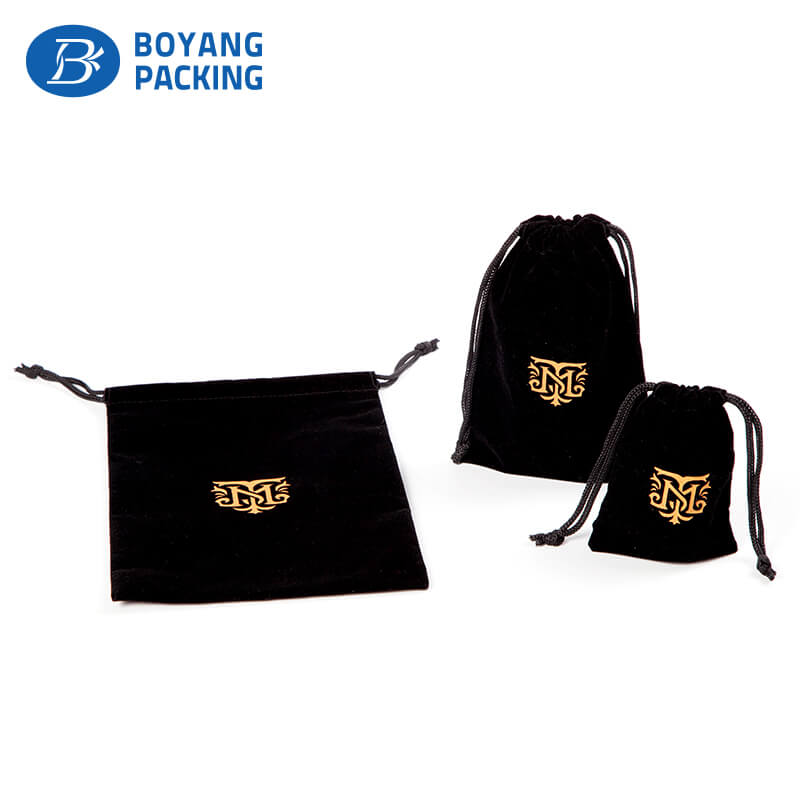 custom black velvet drawstring pouch
