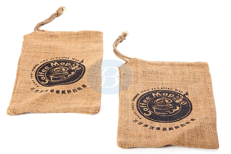 Customized jute drawstring bags for sale