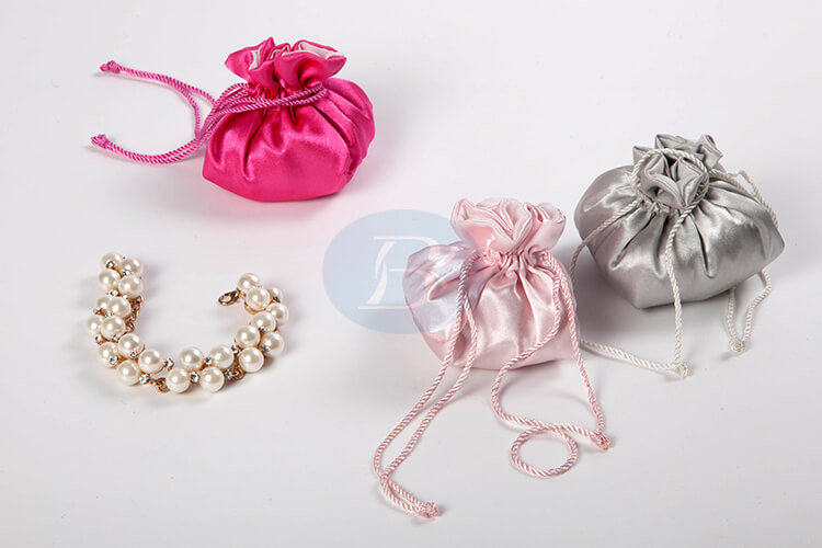 custom satin drawstring pouch