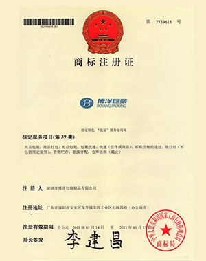 Trademark registration certificate