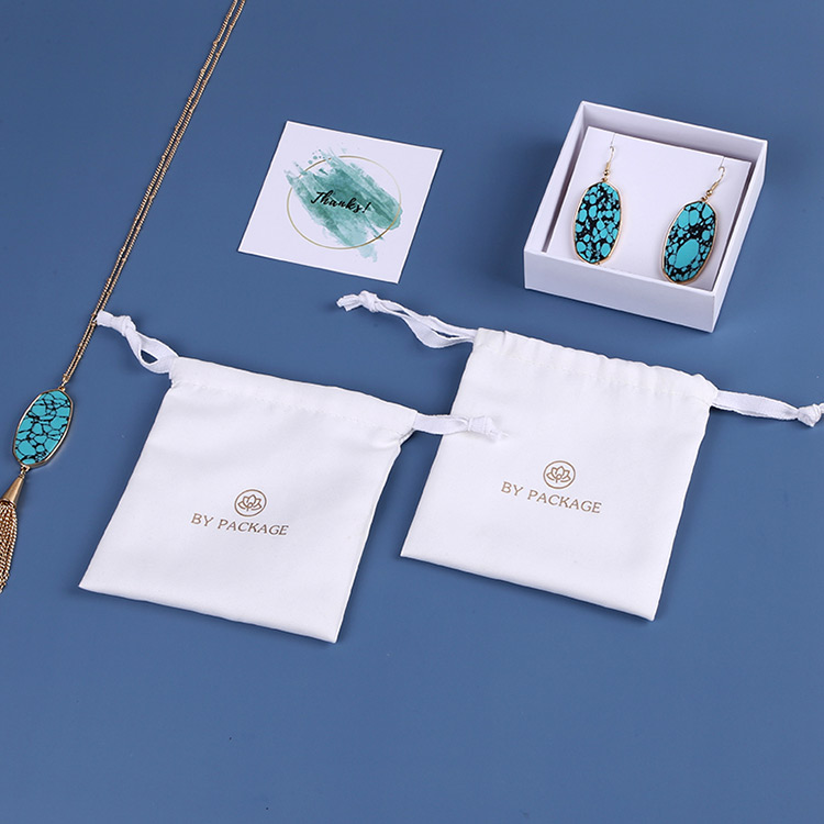 Hot Selling White Custom Logo Jewelry Velvet Pouch Bag for rings, earing, bracelet