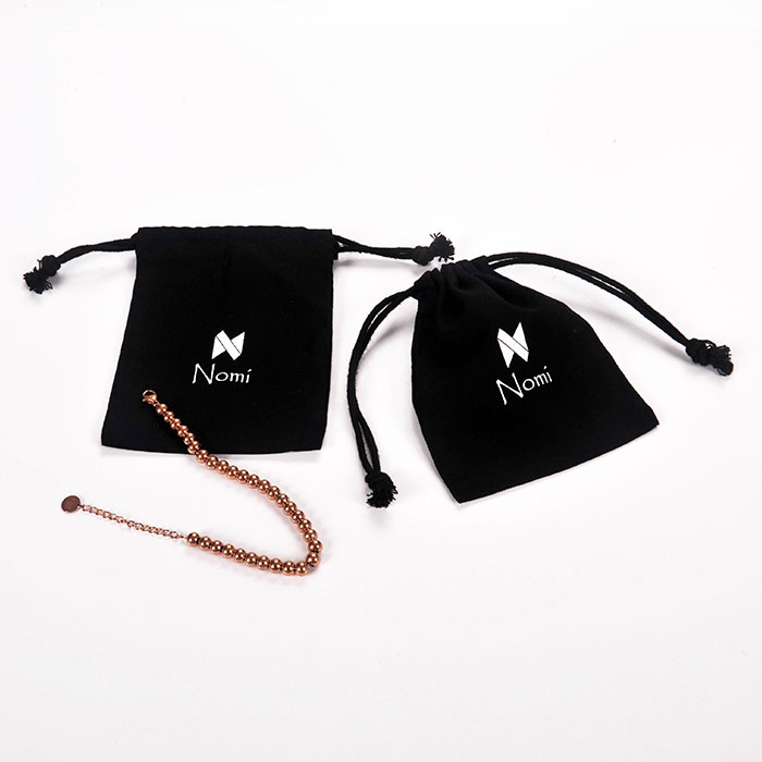 custom black cotton canvas drawstring pouch