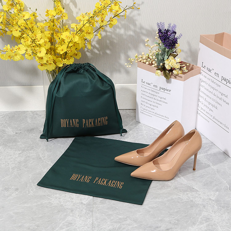 Wholesale custom logo large green dust shoe packaging bag velvet pouch