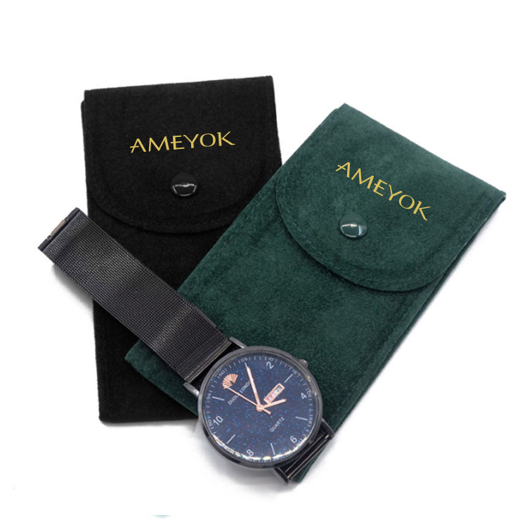 Personalized Travel Jewelry Custom Watch Velvet Storage Bag Pouch with Custom LOGO