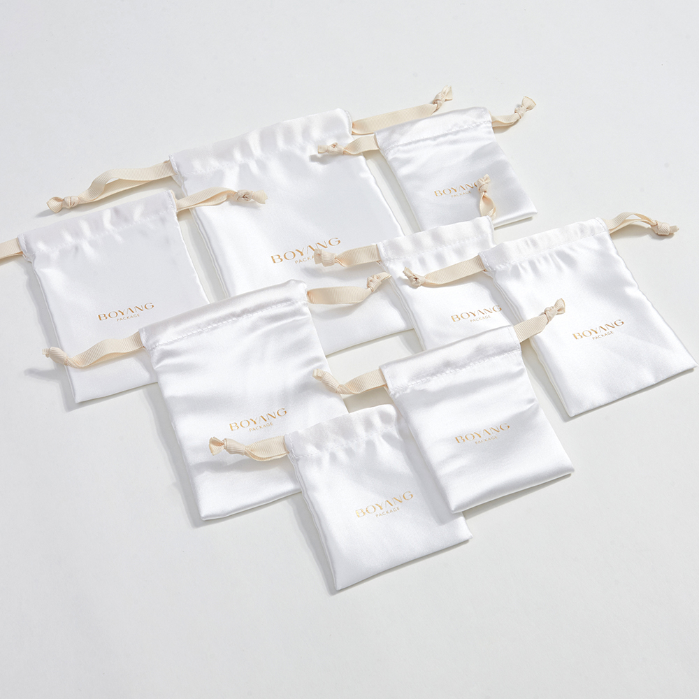 Custom satin jewellery pouches