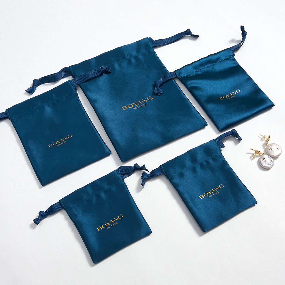 Custom satin jewelry pouch with drawstring