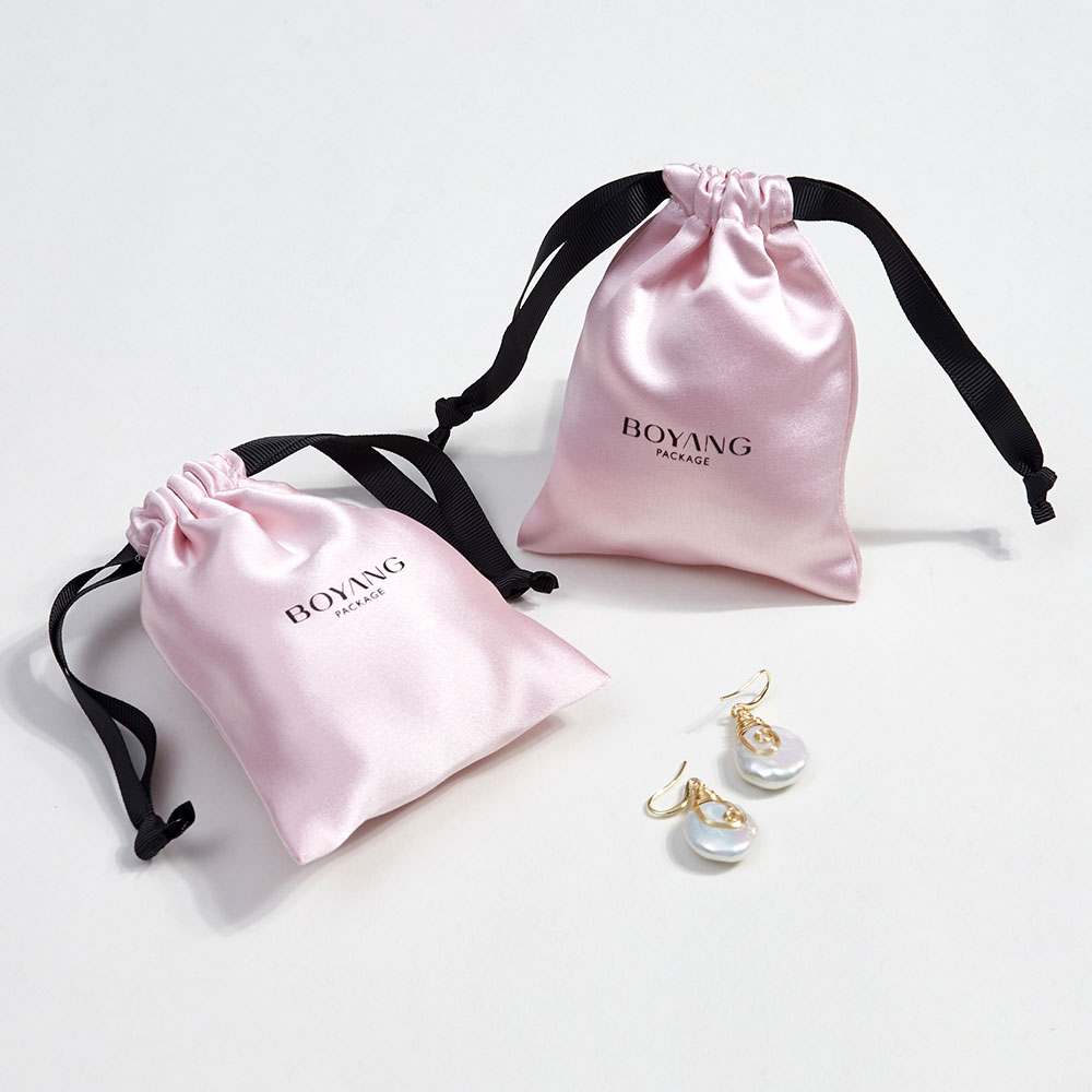 Wholesale luxury custom logo jewelry ring earrings bag satin jewellery pouch