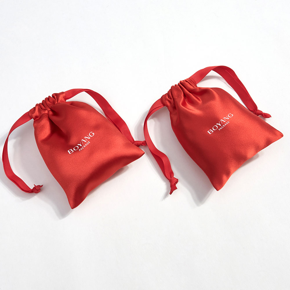 Custom small drawstring silk jewellery packaging bag