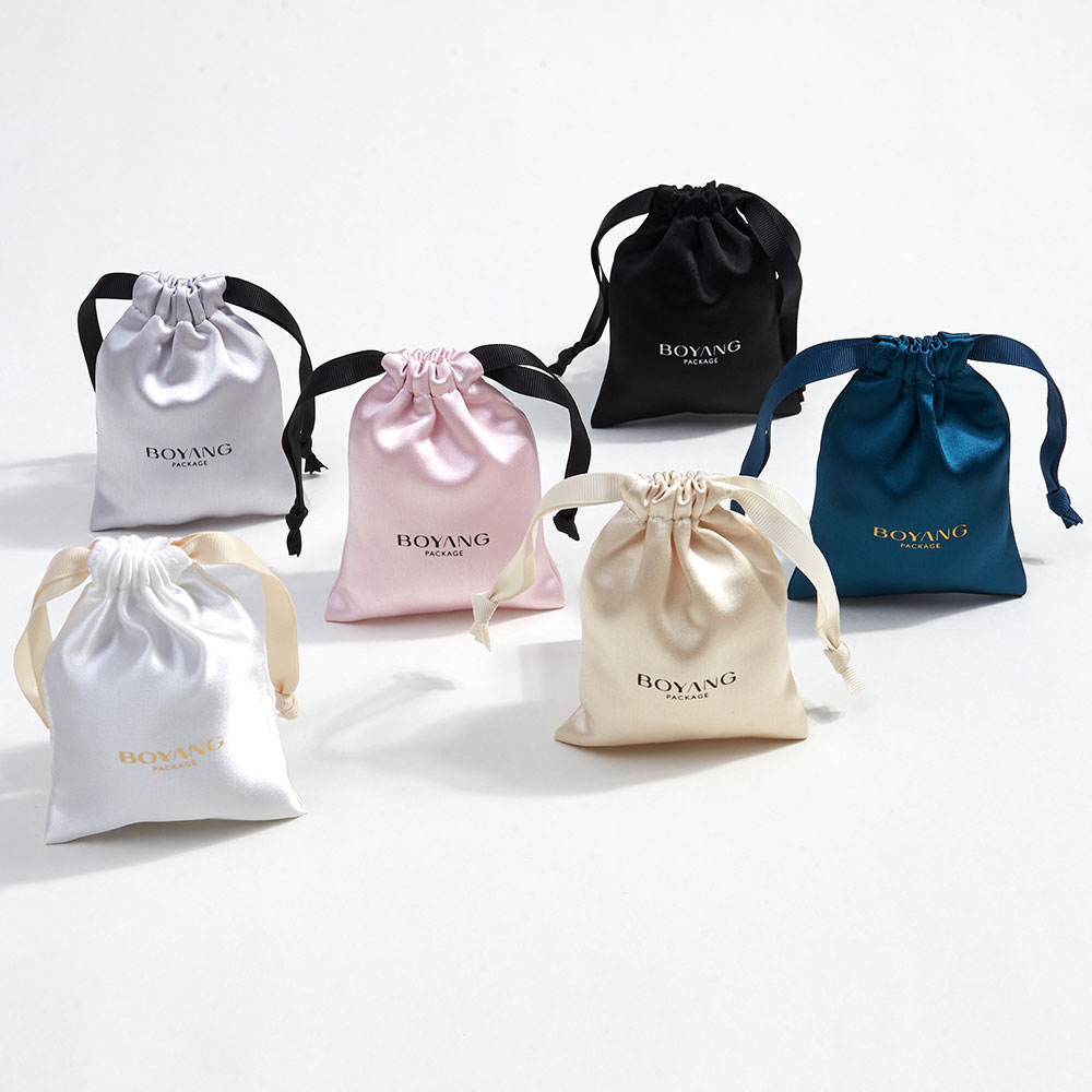 Luxury custom dust silk jewellery packaging bag pouches for jewelry satin