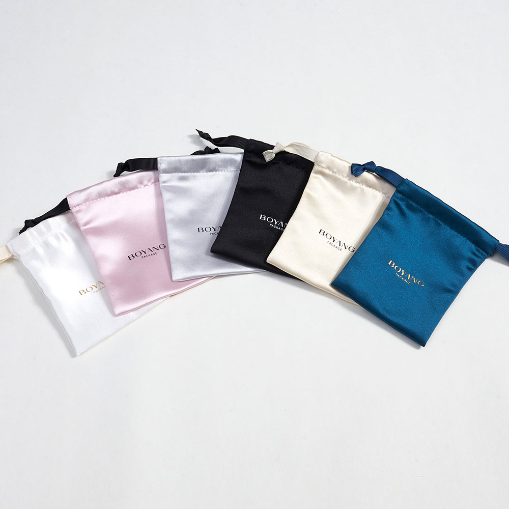 Hot sale custom logo mini satin gift jewellery pouch bag packaging