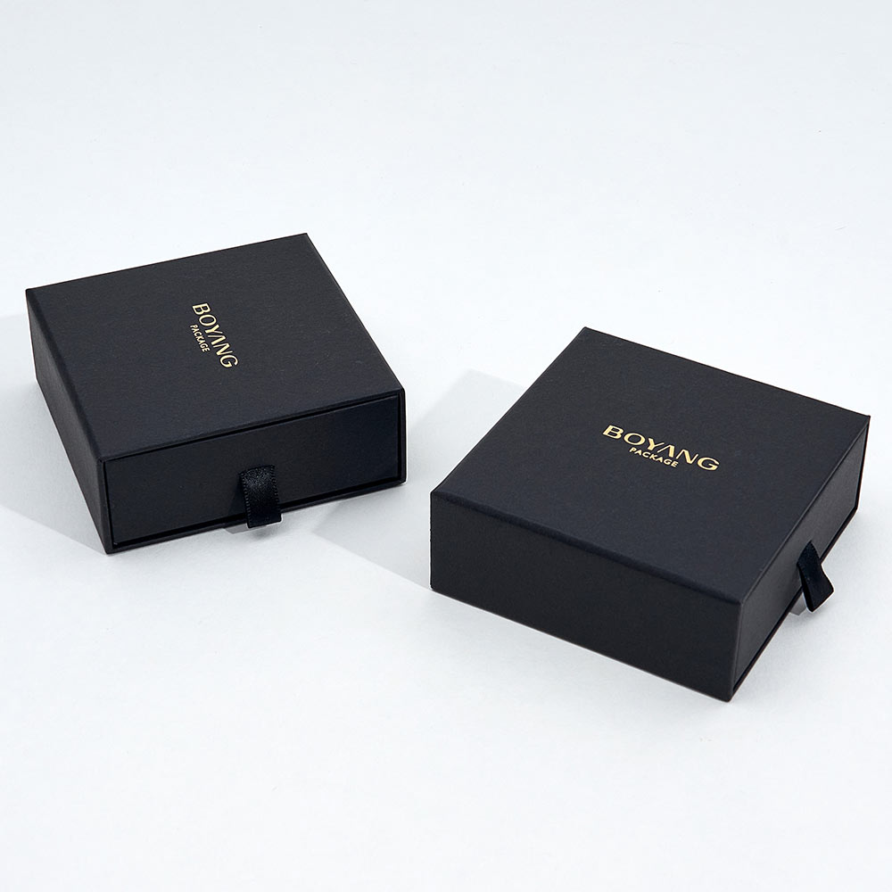 custom black paper jewelry packaging box