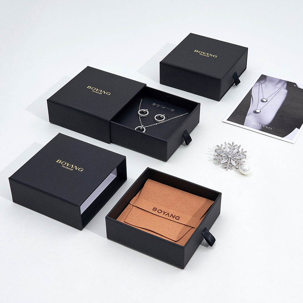 custom black paper jewelry packaging box