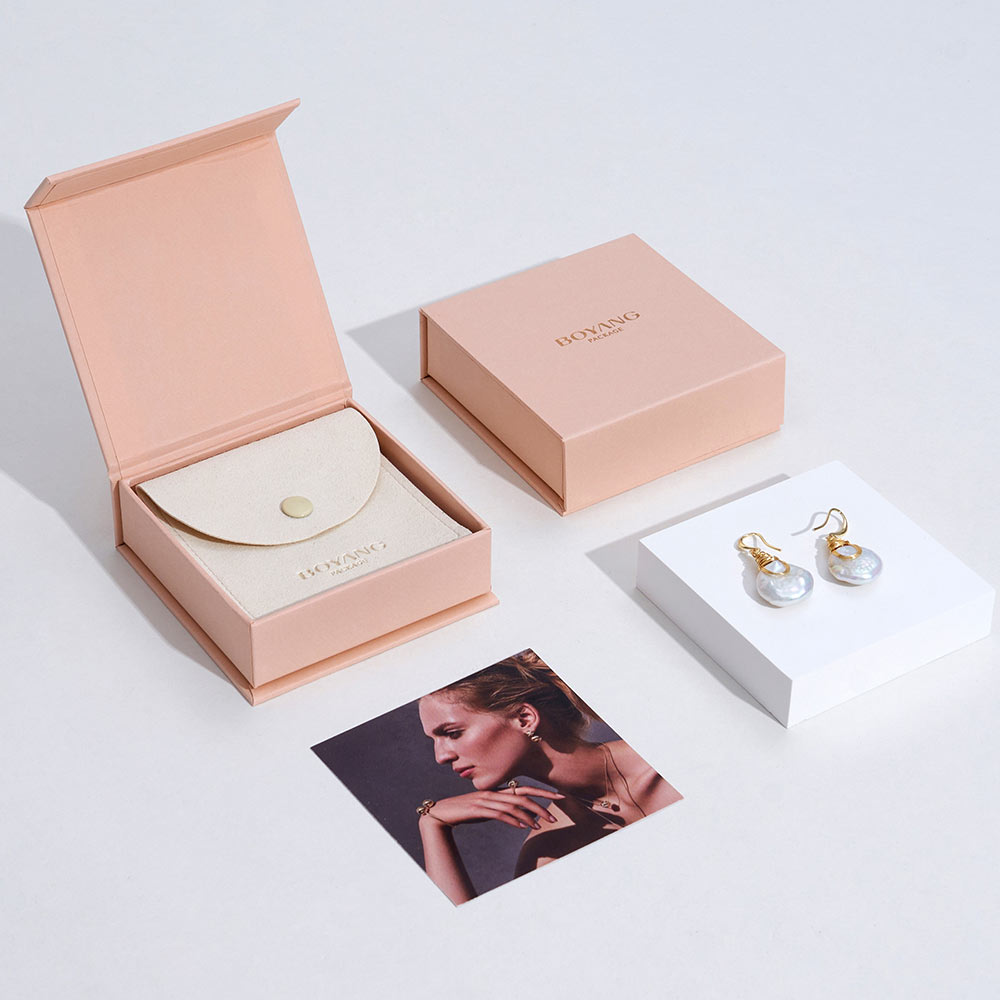 Book style custom logo magnetic luxury jewelry gift box packaging